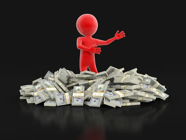 Pile of Dollars and man. Image with clipping path — Stock Photo, Image