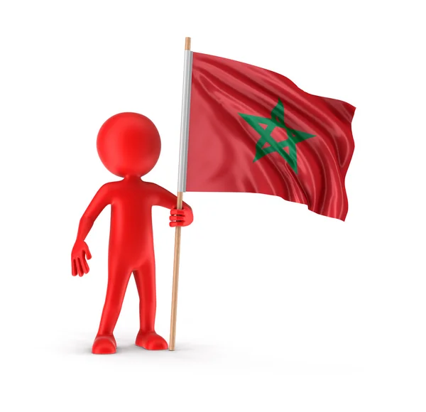 Man and Moroccan flag. Image with clipping path — Stock Photo, Image