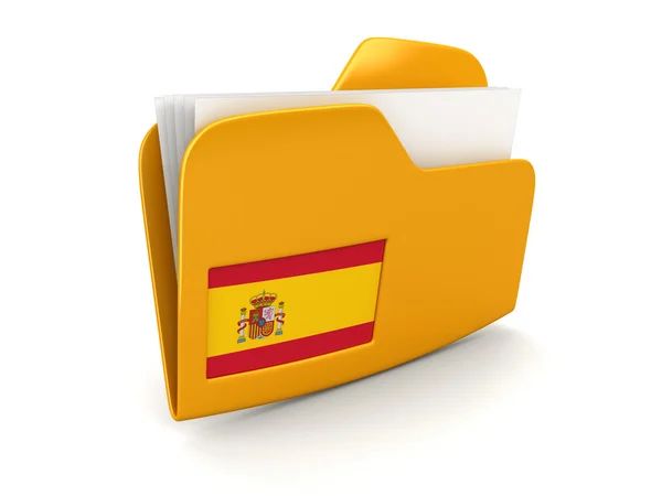 Folder and lists with Spanish Flag. Image with clipping path — Stock Photo, Image