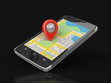 İşaretçi ile dokunmatik ekran smartphone. Görüntü kırpma yolu ile.