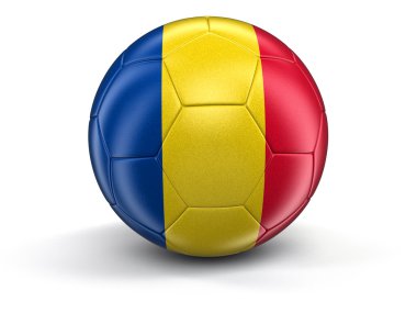 Futbol Futbol Romanya bayrağı ile. Görüntü kırpma yolu ile