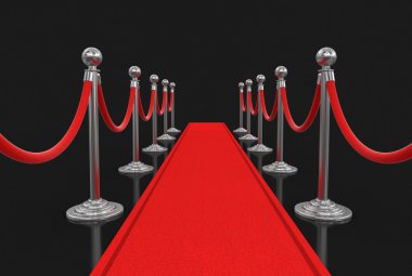 Kırmızı halı ve desteklere. Görüntü kırpma yolu ile