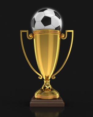Trophy Kupası ve futbol futbol. Görüntü kırpma yolu ile