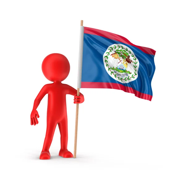 Muž a Belize vlajka. Obrázek s ořezovou cestou — Stock fotografie