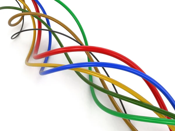 Gekleurde kabels. Afbeelding met uitknippad. — Stockfoto