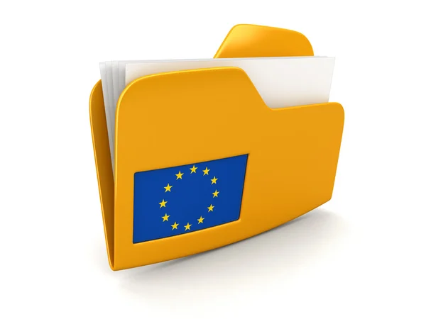 Ordner und Listen mit europäischer Gewerkschaftsflagge. Bild mit Ausschnittspfad — Stockfoto