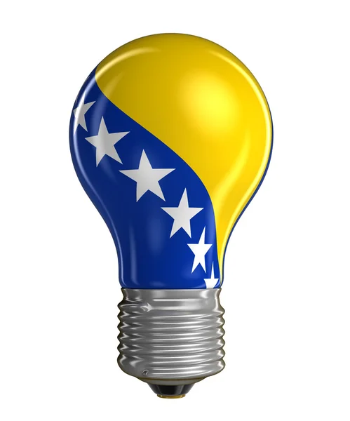 灯泡与波斯尼亚和黑塞哥维那国旗。图像的剪切路径 — 图库照片