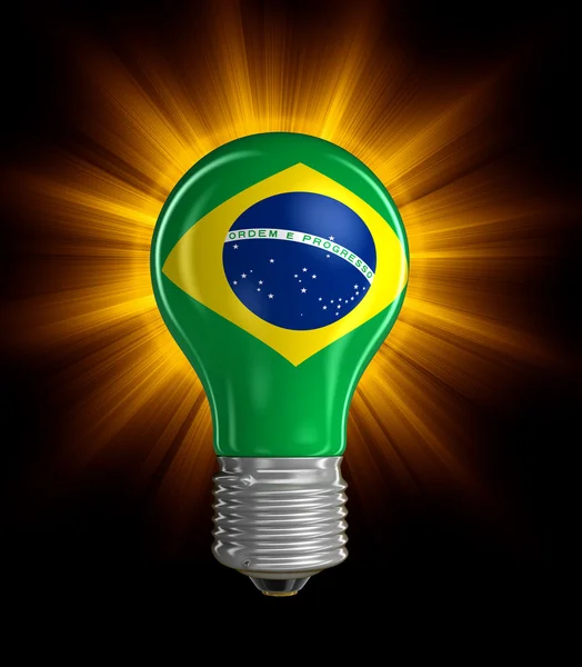 Glödlampa med Brazilian flag. Bild med urklippsbana — Stockfoto