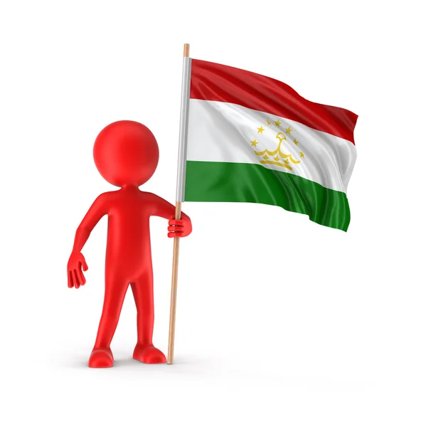 Man and Tajik flag. Image with clipping path — Stock Photo, Image