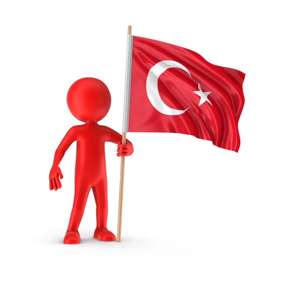 Mann und türkische Flagge. Bild mit Ausschnittspfad — Stockfoto