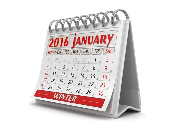 Calendário - Janeiro de 2016 (caminho de recorte incluído ) — Fotografia de Stock