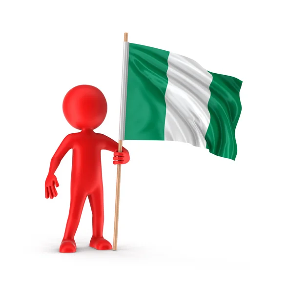 Homme et drapeau nigérian. Image avec chemin de coupure — Photo