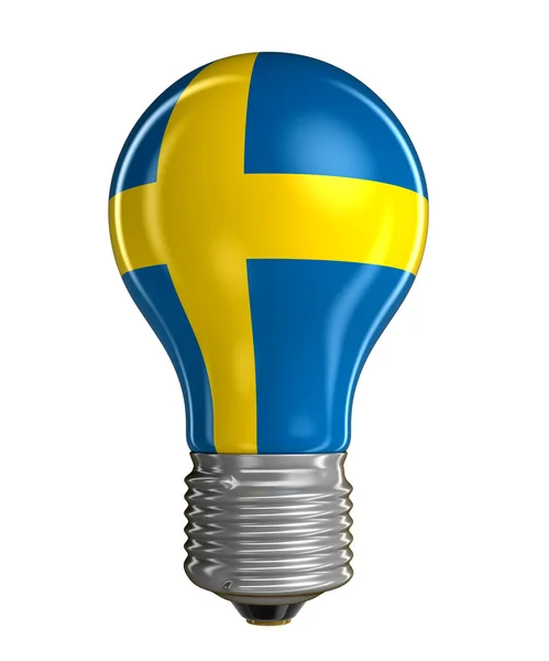 Glödlampa med Svenska flaggan. Bild med urklippsbana — Stockfoto