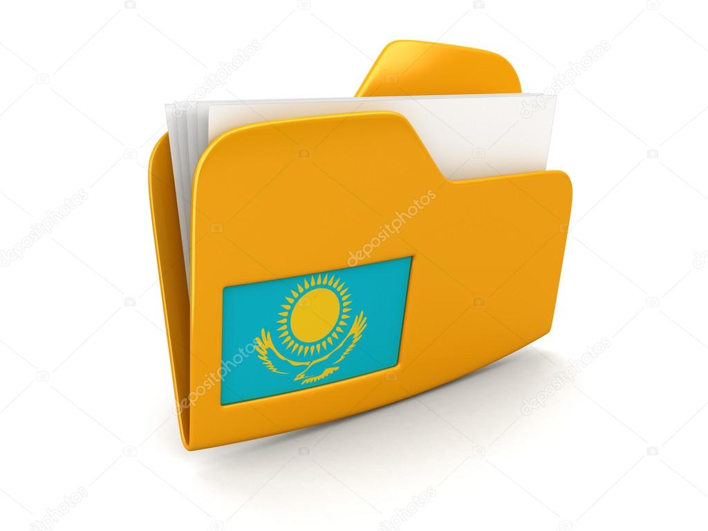 folder and lists with Kazakh Flag. Image with clipping path