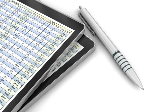 Finanzbericht und digitales Tablet — Stockfoto