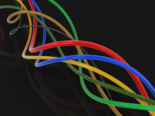 Farbige Kabel. Bild mit Ausschnittspfad. — Stockfoto