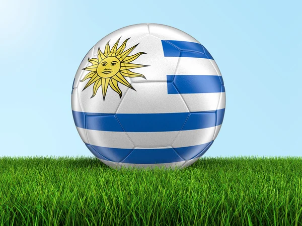 Fußball mit uruguayischer Flagge. Bild mit Ausschnittspfad — Stockfoto