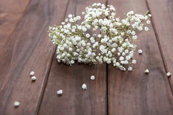 Beautiful baby's breath on wooden background — Stock Photo, Image