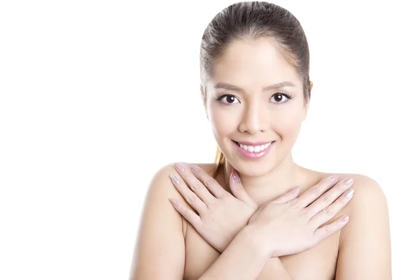 Portrait of beautiful young asian woman with flawless skin — Stock Photo, Image