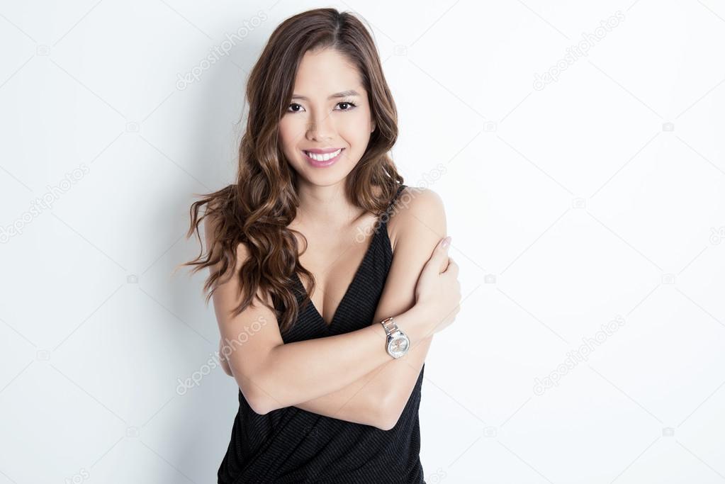 beautiful young asian woman wearing a wrist watch