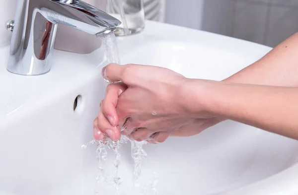 Man washing hands with soap. For corona virus prevention and hygiene