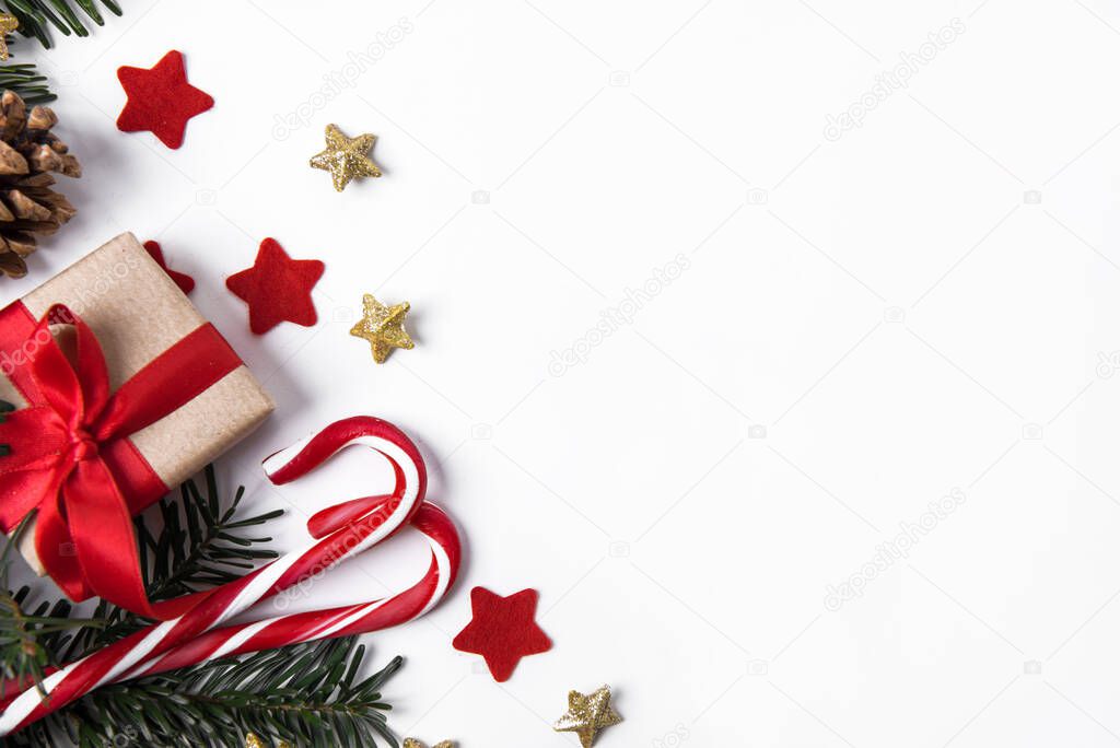 Beautiful Christmas background with presents and decorations