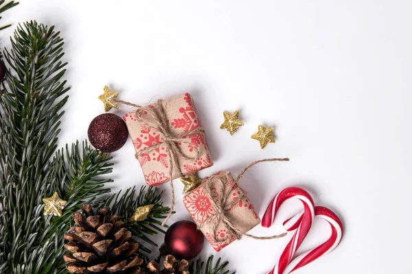 Hermoso Fondo Navidad Con Regalos Decoraciones — Foto de Stock