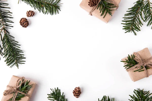 Hermoso Fondo Navidad Con Regalos Decoraciones —  Fotos de Stock