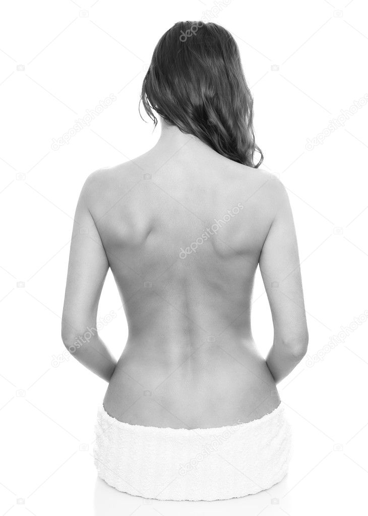 back view of beautiful young woman
