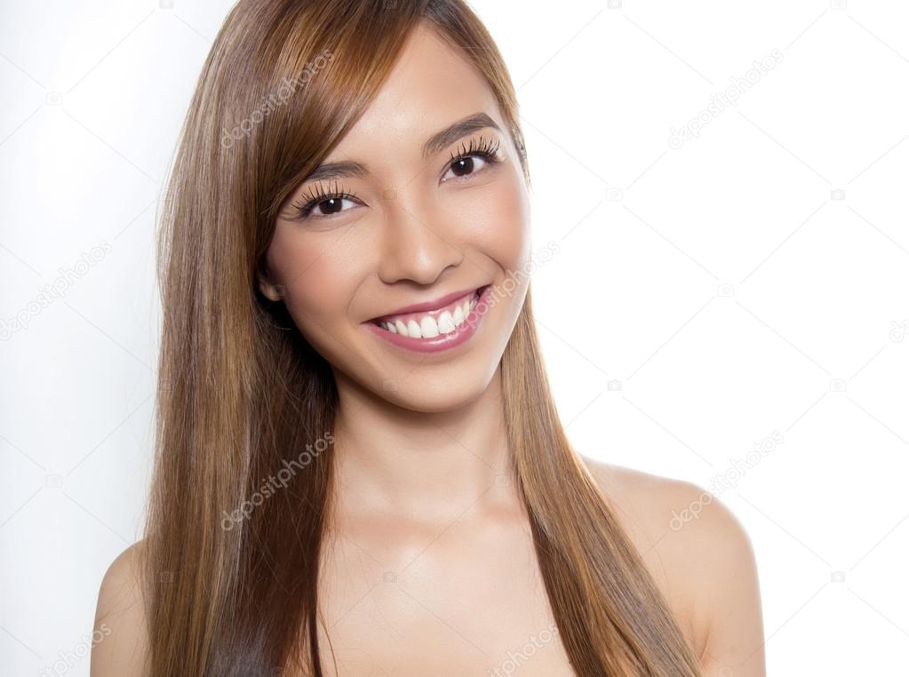 young beautiful asian woman with long hair