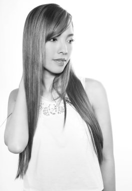 kusursuz cilt ile güzel genç Asyalı kadın