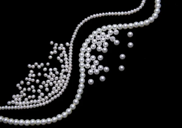 Beautiful pearls on black — Stock Photo, Image