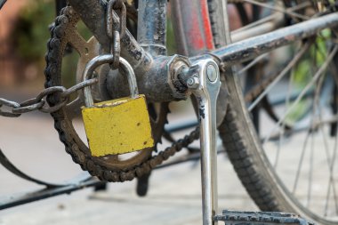 Locked bikeclose up clipart
