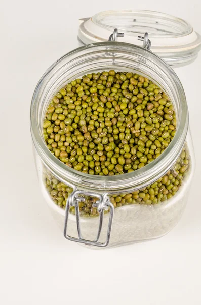 Soy beans in jar — Stock Photo, Image