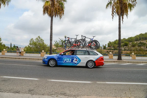 Carro de equipe em ação no La Vuelta — Fotografia de Stock