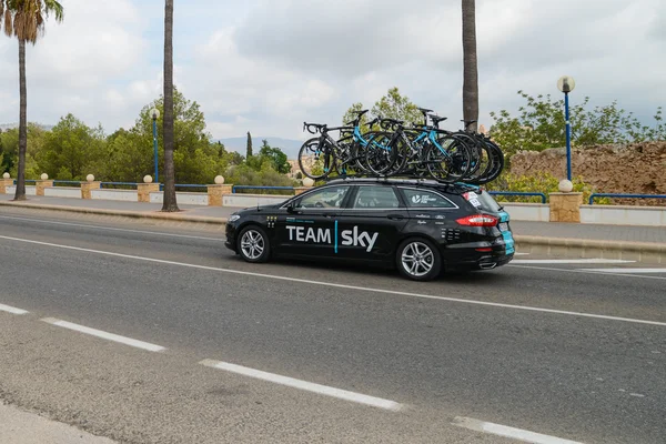 Carro de equipe em ação no La Vuelta — Fotografia de Stock