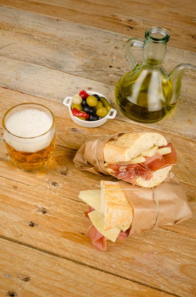 Ham and cheese bocadillo — Stock Photo, Image