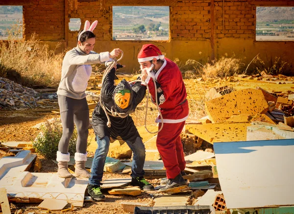 Santa y conejos de Pascua venganza — Foto de Stock