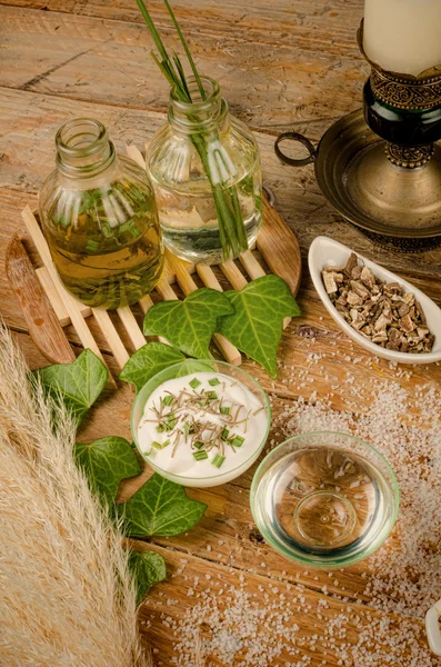 Ingredientes naturais cosméticos — Fotografia de Stock