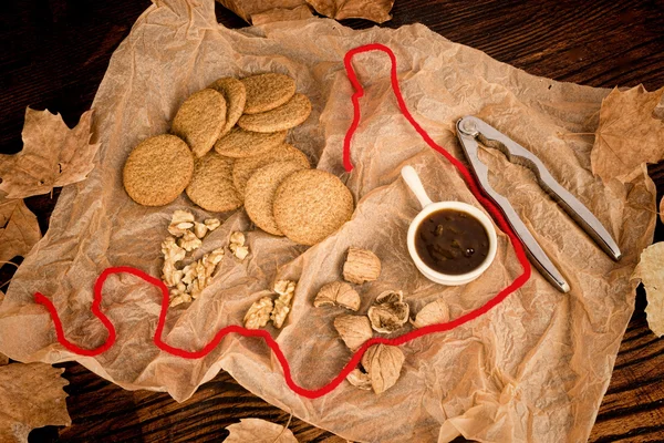 Biscoitos de noz caseiros — Fotografia de Stock