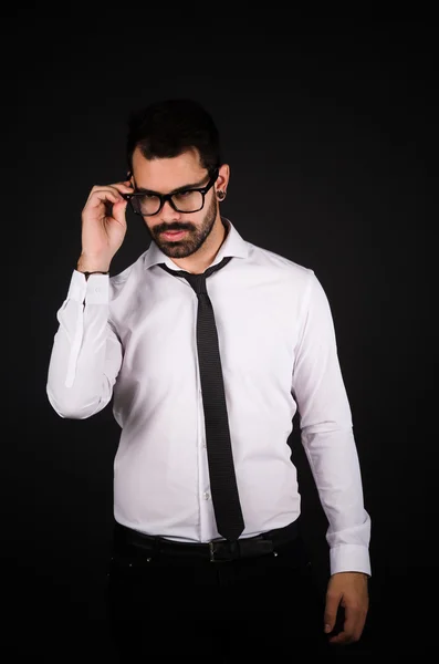 Bearded man studio portrait — Stock Photo, Image