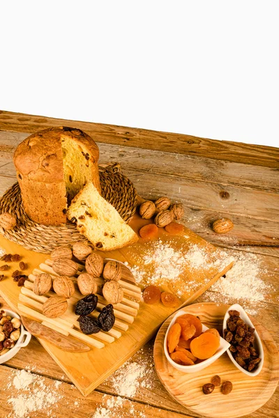 Panettone och ingredienser — Stockfoto