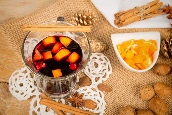 Glass of hot glogg — Stock Photo, Image