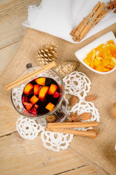 Glass of hot glogg — Stock Photo, Image