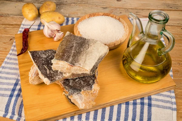 Cooking with salted cod — Stock Photo, Image