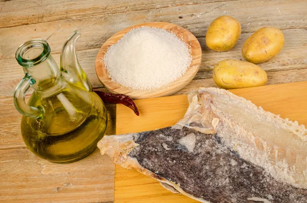 Cooking with salted cod — Stock Photo, Image