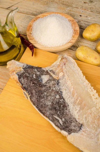 Cooking with salted cod — Stock Photo, Image