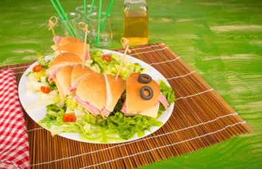 Yılan sandviç taze salata ile