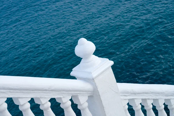 White balustrade on ocean background — Stock Photo, Image