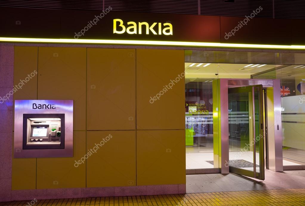 MADRID, SPAIN - FEBRUARY 24, 2015: A Bankia branch. Bankia was the result of a merger of several failed savings banks and has been in the eye of several political scandals since.